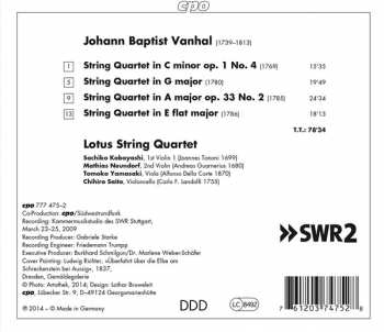 CD Johann Baptist Vanhal: Four String Quartets