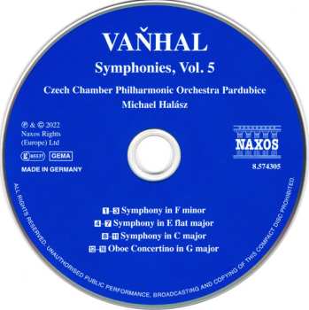 CD Johann Baptist Vanhal: Symphonies, Vol. 5
