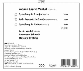 CD Johann Baptist Vanhal: Two Symphonies; Cello Concerto