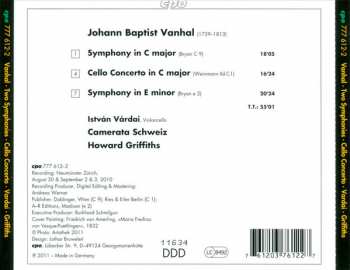 CD Johann Baptist Vanhal: Two Symphonies; Cello Concerto