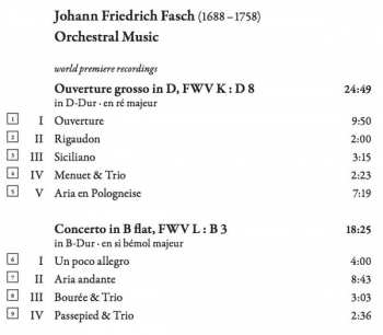 CD Johann Friedrich Fasch: Orchestral Music