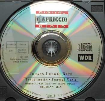 CD Johann Ludwig Bach: Trauermusik = Funeral Music