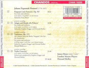 CD Johann Nepomuk Hummel: Adagio and Rondo Alla Polacca, Violin Concerto in G, Piano Variations Op. 115, Potpourri Op. 94