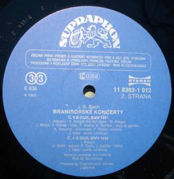 2LP Johann Sebastian Bach: Braniborské Koncerty