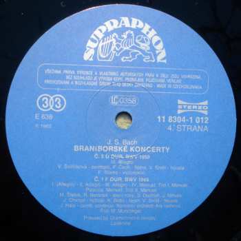 2LP Johann Sebastian Bach: Braniborské Koncerty