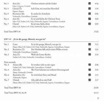 CD Johann Sebastian Bach: Cantatas BWV 43-45