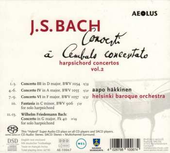 SACD Johann Sebastian Bach: Concerti À Cembalo Concertato Vol. 2