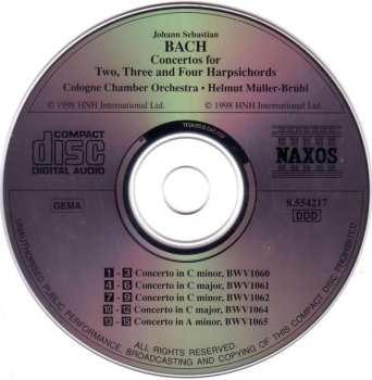 CD Johann Sebastian Bach: Concertos For Two, Three and Four Harpsichords