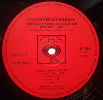 3LP/Caja Johann Sebastian Bach: Sonaten Und Partiten Für Violine Solo BWV 1001-1006 Mit Der Klavierbegleitung Von Robert Schumann