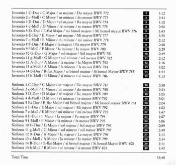 CD Johann Sebastian Bach: Inventions & Sinfonias BWV 772-801