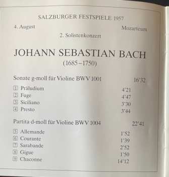 CD Johann Sebastian Bach: Partita D-Moll /Sonaten G-Moll . C-Dur