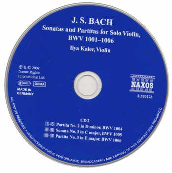 2CD Johann Sebastian Bach: Sonatas And Partitas For Solo Violin, BWV 1001-1006
