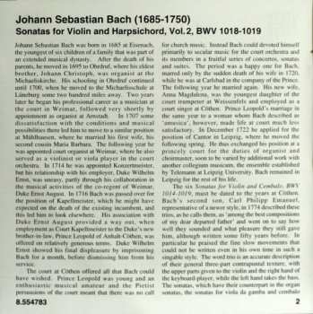 CD Johann Sebastian Bach: Sonatas For Violin And Harpsichord, Volume 2