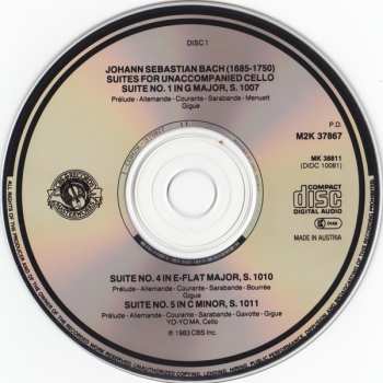 2CD Johann Sebastian Bach: The 6 Unaccompanied Cello Suites = 6 Suiten Für Violoncello = Les 6 Suites Pour Violoncelle Seul (Complete)