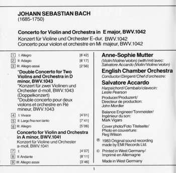 CD Johann Sebastian Bach: Concerto For Two Violins In D Minor / Violin Concertos In A Minor & E Major
