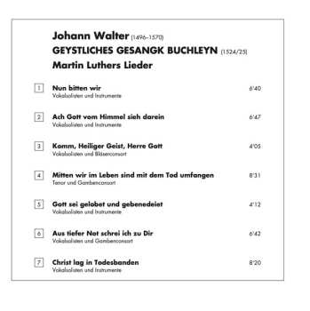 CD Manfred Cordes: Geystliches Gesangk Buchleyn: Martin Luthers Lieder