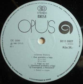 LP Johannes Brahms: Organ Music (complete)