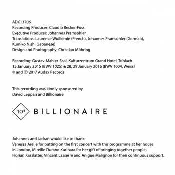 CD Johannes Pramsohler: Bach & Weiss