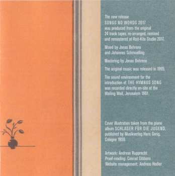 CD Johannes Schmölling: Songs No Words 2017 (Lieder Ohne Worte)