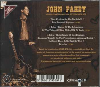 CD John Fahey: Record Plant, Sausalito CA, September 9th 1973