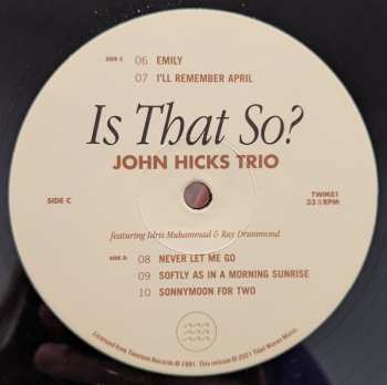 2LP John Hicks Trio: Is That So? LTD