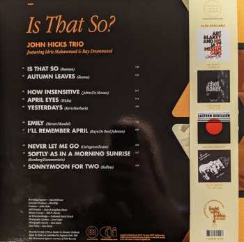 2LP John Hicks Trio: Is That So? LTD