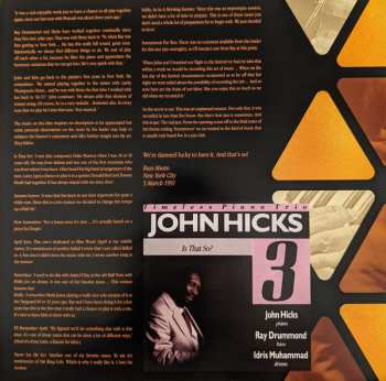 2LP John Hicks Trio: Is That So? LTD