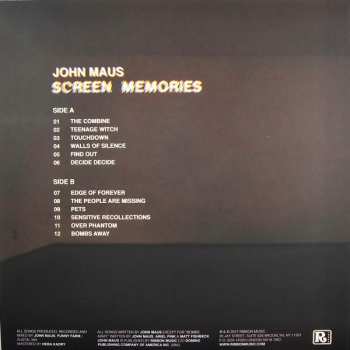 LP John Maus: Screen Memories CLR | LTD