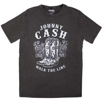 Merch Johnny Cash: Stone Wash Camiseta Walk The Line Boots
