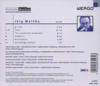 CD Jörg Mainka: ♩ = 100 / Tutti / "La Condition Humaine" / Frédéric / Mitschnitt / Anschlags-Kultur 
