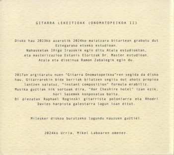 2CD Joseba Irazoki: Gitarra Lekeitioak (Onomatopeikoa II)