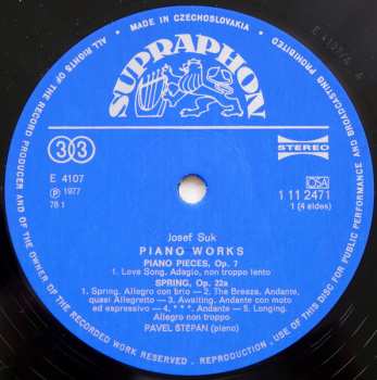 2LP/Caja Josef Suk: Piano Works
