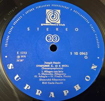 LP Joseph Haydn: Symfonie č. 44 E Moll (Trauersymphonie) / Symfonie č. 49 F Moll (La Passione)