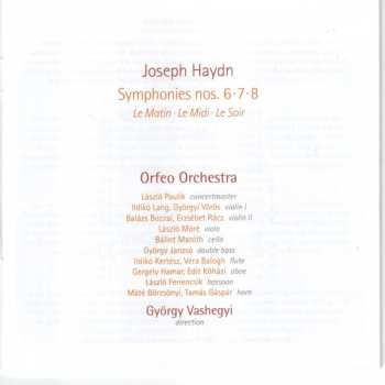 CD Joseph Haydn: Symphonies Nos. 6 · 7· 8 Le Matin · Le Midi · Le Soir