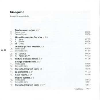 CD Josquin Des Prés: Giosquino - Josquin Desprez In Italia