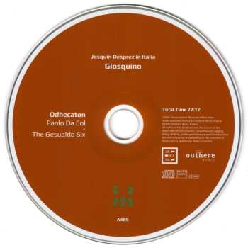 CD Josquin Des Prés: Giosquino - Josquin Desprez In Italia