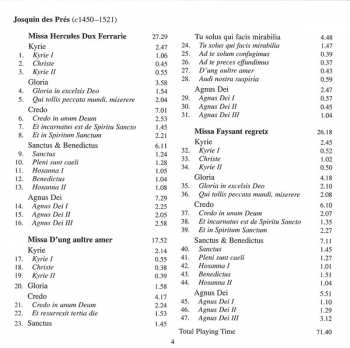 CD Josquin Des Prés: Masses: Hercules Dux Ferrarie · D'ung Aultre Amer · Faysant Regretz