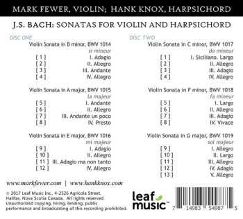 2CD Johann Sebastian Bach: Sonatas For Violin And Harpsichord, BWV 1014-1019
