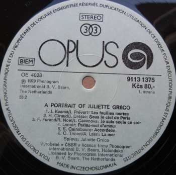 LP Juliette Gréco: A Portrait Of Juliette Gréco