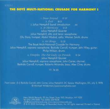 7CD/Caja Julius A Hemphill: The Boyé Multi-National Crusade For Harmony (Archival Recordings (1977-2007))
