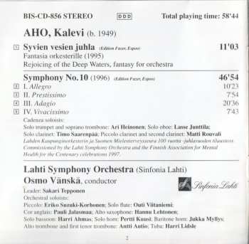 CD Lahti Symphony Orchestra: Symphony No. 10; Rejoicing of the Deep Waters