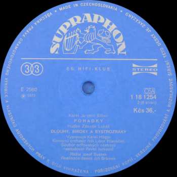 LP Karel Höger: Pohádky (Pták Ohnivák A Liška Ryška / Dlouhý, Široký A Bystrozraký)