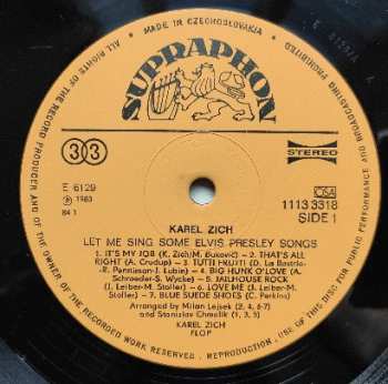 LP Karel Zich: Let Me Sing Some Elvis Presley Songs