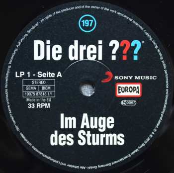 2LP Kari Erlhoff: Die Drei ??? 197 - Im Auge Des Sturms LTD