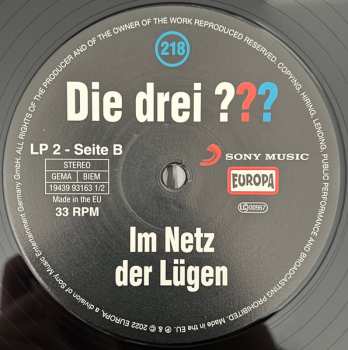 2LP Kari Erlhoff: Die Drei ??? 218 - Im Netz Der Lügen  LTD