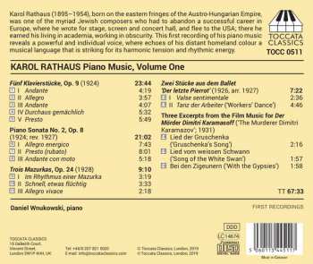 CD Karol Rathaus: Piano Music, Volume One