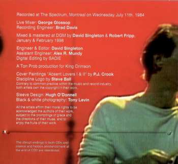 2CD King Crimson: Absent Lovers (Live In Montreal 1984)