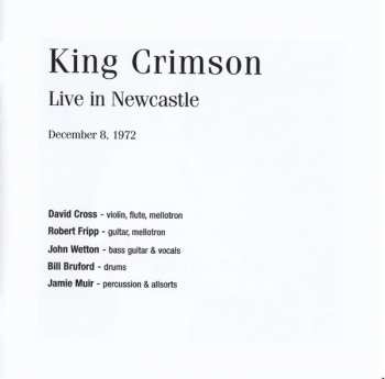CD King Crimson: Live In Newcastle (December 8, 1972)