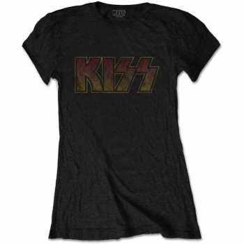 Merch Kiss: Mujeres Camiseta Vintage Classic Logo Kiss 