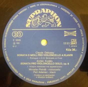 LP Claude Debussy: Sonata For Solo Cello, Op. 8 / Sonata In D Minor For Cello And Piano